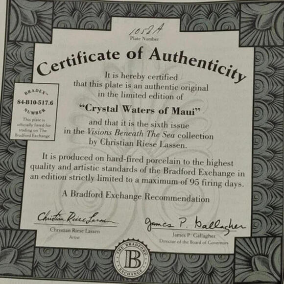 Crystal Waters of Maui Collector Plate by Christian Riese Lassen - Picture 7 of 9